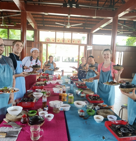 exploring vietnamese cuisines with cu chi tunnels from lovely group from American and Thailand 